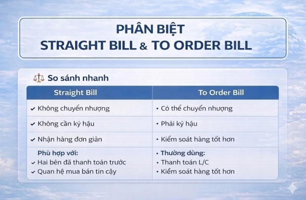 PHÂN BIỆT STRAIGHT BILL & TO ORDER BILL MỘT CÁCH DỄ HIỂU